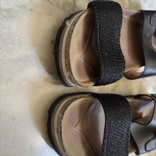 Bozikis black bio cork sole sandals used, size 38