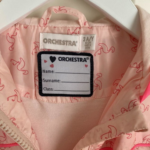 Orchestra jacket used, pink with fluo pink flamingo, 36 months