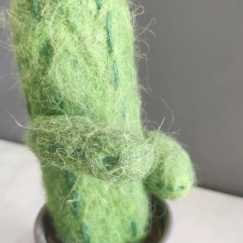 Decorative felt cactus like new with ceramic pot