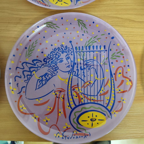 Stathopoulos decorative glass plates set of 6 used
