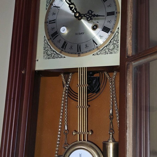 Vintage wooden Tempus Fugit wall clock like new, 31 Day mechanism