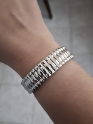 Steel wide elastic bracelet silver color new