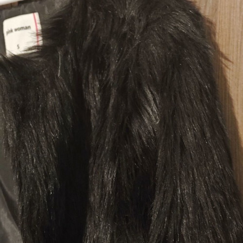 Women's black fur coat like new Pink Woman