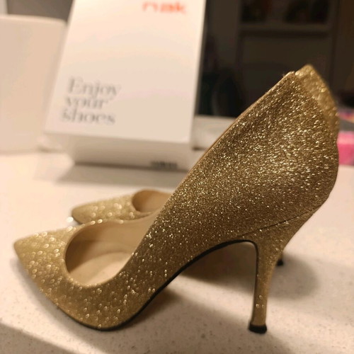Nak gold high heels like new, size 39