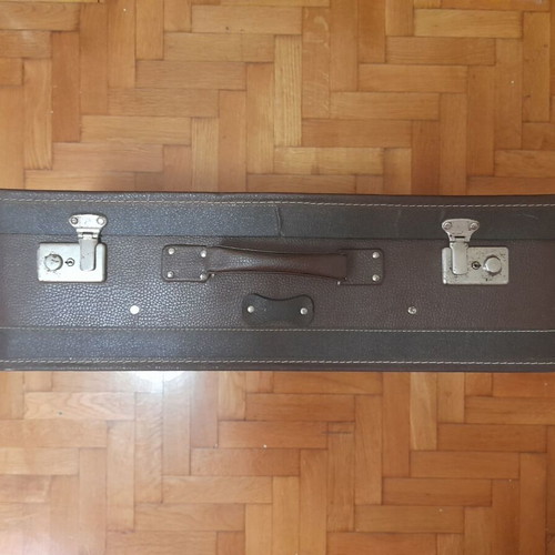 Vintage leather suitcase 1960s, brown