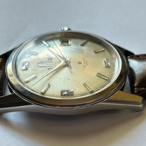 Titus De luxe wind-up watch used, 21 jewels, gray silver