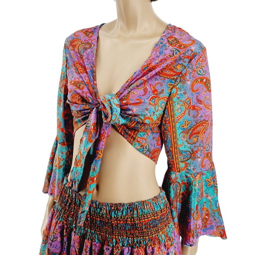 Pure 2-piece set palazzo pants and top new, multicolor, silk