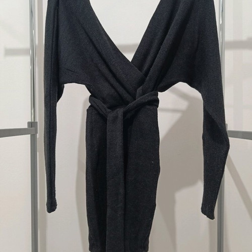 Black wrap dress like new with fabric belt