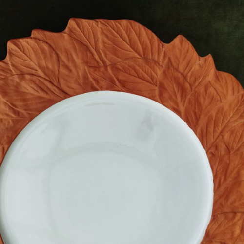 Ceramic serving platter "Lemon Leaf" like new