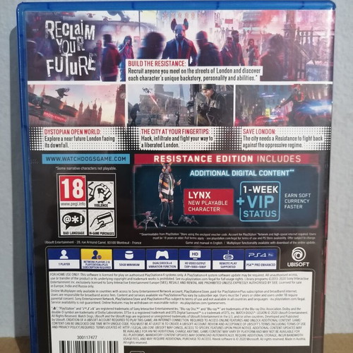 Watchdogs Legion Resistance Edition PS4 case used, no game