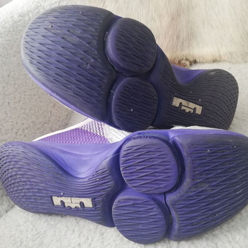 Nike Lebron Witness 4 basketball shoes used, size 45, white purple yellow