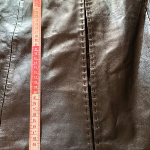 Lapel leather trench coat black like new, size M
