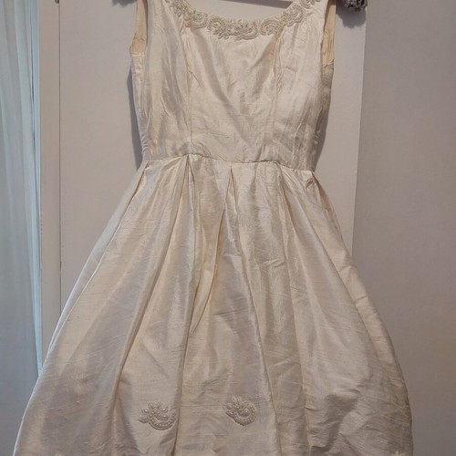 Vintage cocktail dress used with embroidered beads, A-line