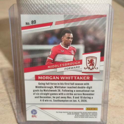 Morgan Whittaker 2025-26 Panini Prestige EFL Xtra Time Red card new