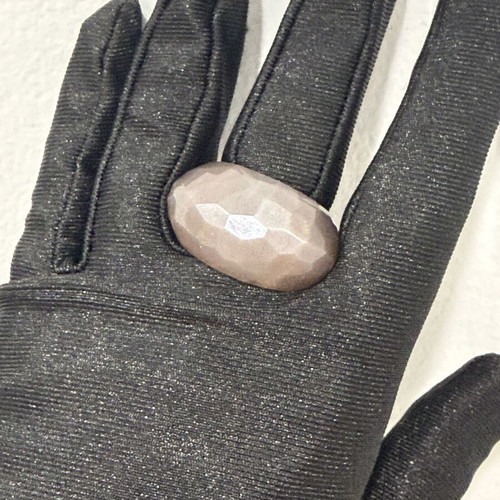 Sunstone natural ring, handmade, unique peach-pink
