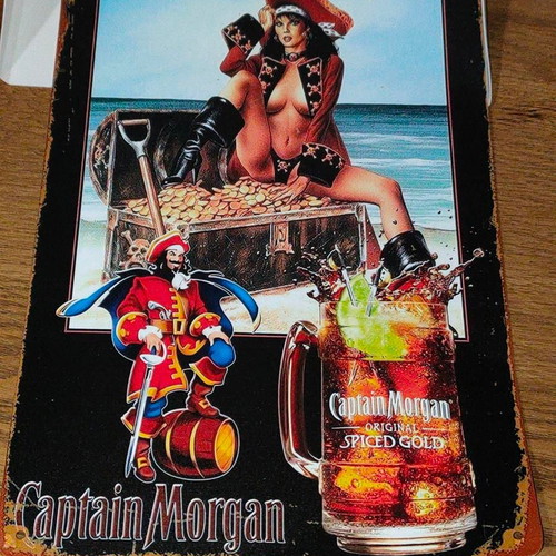Captain Morgan Spiced Gold metal sign vintage, like new