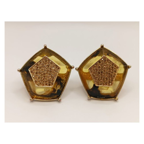 Uterqüe vintage gold geometric statement clip-on earrings used