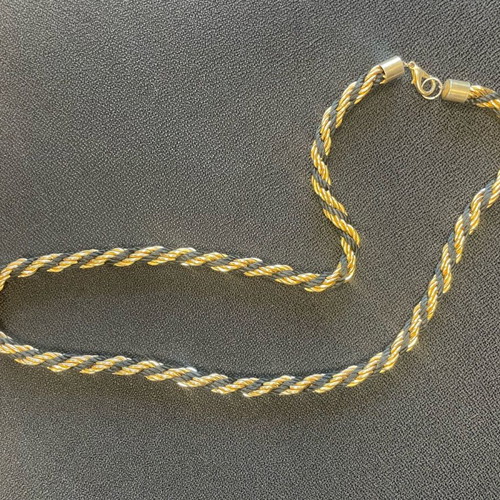 Long knitted chain necklace black gold used