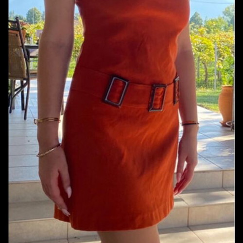 Vintage suede mini dress like new, orange