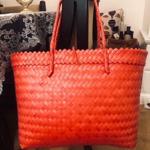 Mad Hat Red Straw Beach Bag new