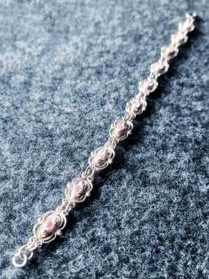Antique Sterling Silver 925 Bracelet With Pink Zircon Like New