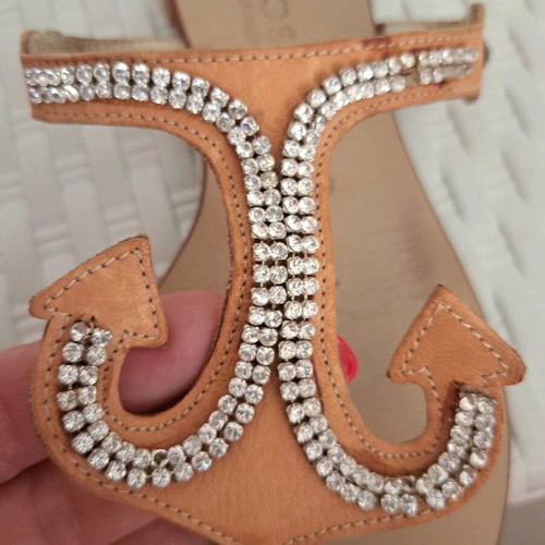 Sagiakos leather vintage summer flat sandals beige