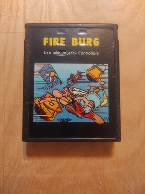 Atari 2600 Fire Burg game used, vintage 80's bootleg with Asterix cover