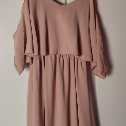 Off Shoulder Dress with Ruffles like new, Pink or Sky Blue, S/M