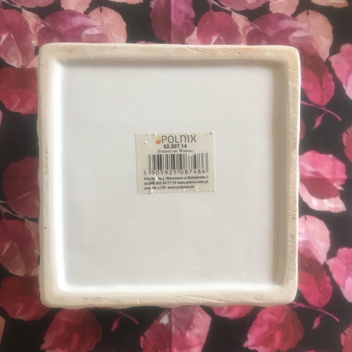 Polnix large white ceramic cube cache-pot used