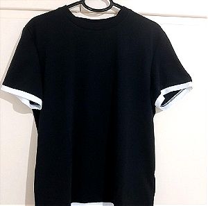 Ανδρικό μπλουζάκι μαύρο με άσπρες λωρίδες