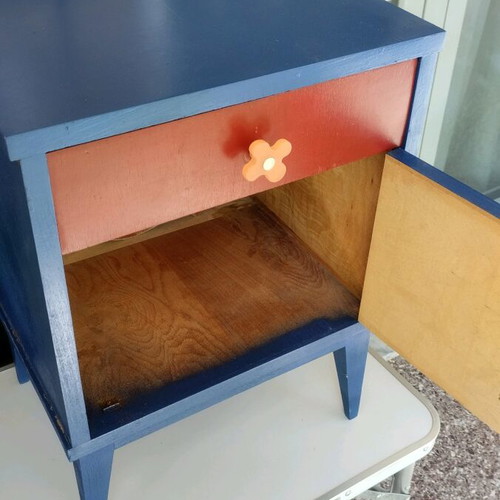 Wooden nightstand used, painted with chalk spray