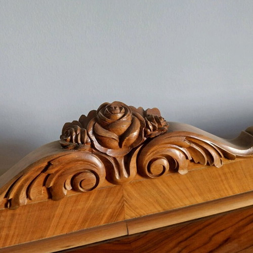 Living room furniture set used, handmade carved pieces from 1960s