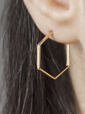 18K Gold Hexagon Earrings in Rose Gold Like New
