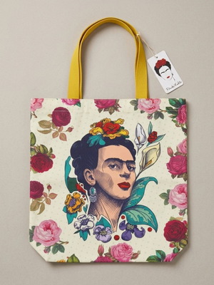 Frida Kahlo fabric bag new with yellow Crunchie gift