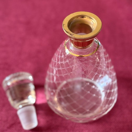 Crystal gold-plated antique carafe like new, height 21cm