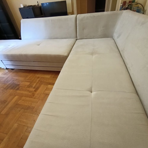 Corner sofa set of 2 pieces like new, beige fabric