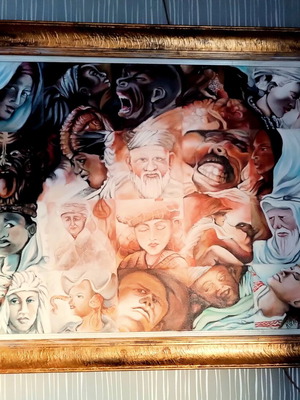 Illusion painting The face of Adam by Mikelangelo acrylics like new