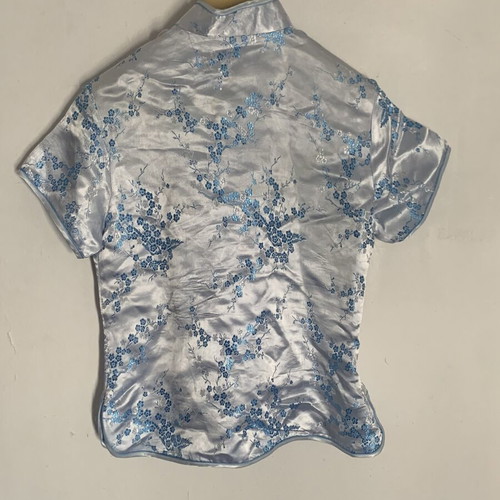 Cheongsam satin blouse turquoise size M like new