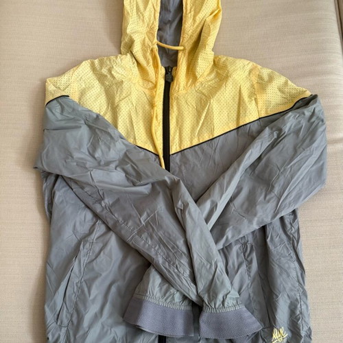 Pull & Bear windbreaker like new, grey and yellow with stain on sleeve