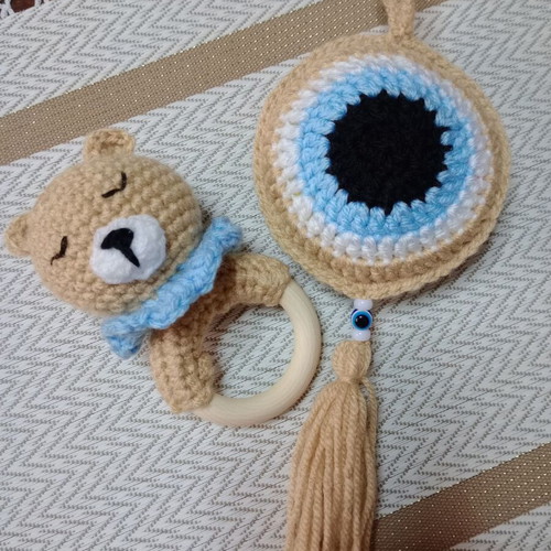 Baby gift set new with rattle, teether and evil eye
