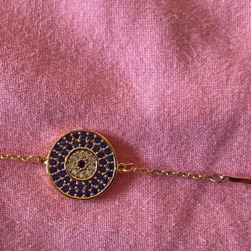 Anna Maria Mazaraki stainless steel bracelet new, gold with blue eye and cross