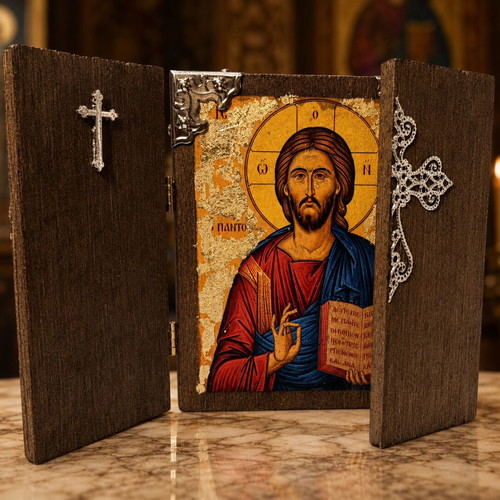Handmade Christ Pantokrator Icon with Gift Box
