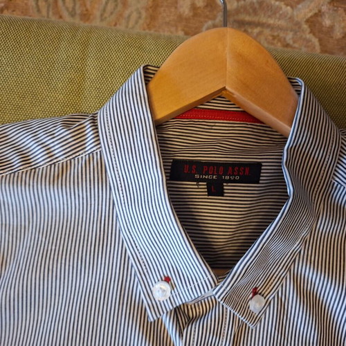 U.S. Polo Assn. shirt size L navy blue with white stripes like new