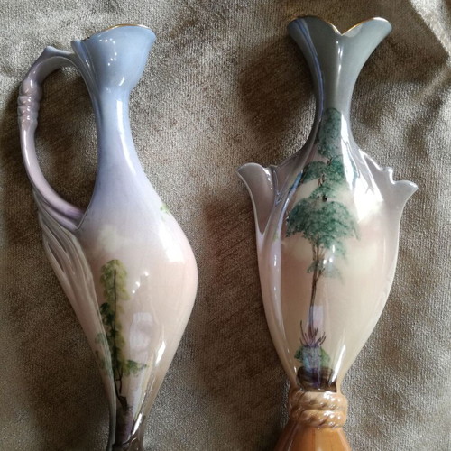 Sesto Fiamma hand painted vases like new, set of 2