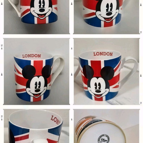 Disney Store mug collectible London tribute with Mickey Mouse and Union Jack