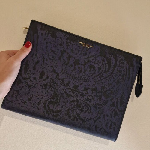 Henri Bendel luxury clutch new, leather with floral design