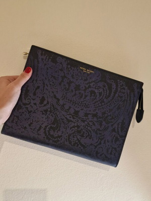 Henri Bendel luxury clutch new, leather with floral design