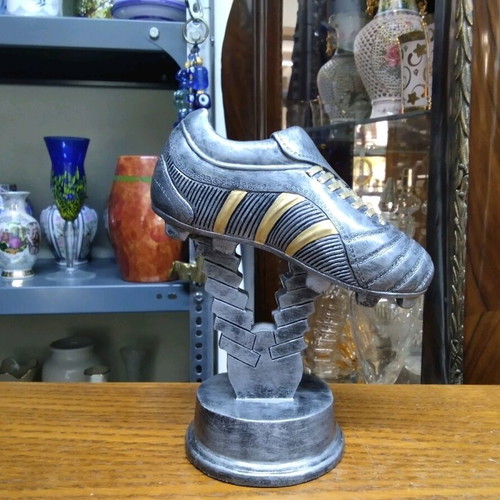 Tabletop Football Trophy Shoe silver with gold details like new