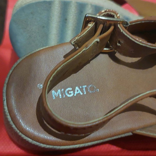 Migato Brown Platform Sandals With Gold Studs Size 40 Like New