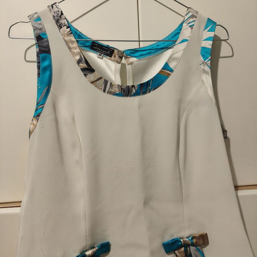 Skirt and blouse set with sarong, triacetate fabric